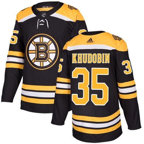 Adidas Men Boston Bruins 35 Anton Khudobin Black Home Authentic Stitched NHL Jersey